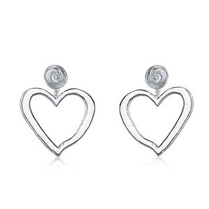 *CORDELIA* Silver Hollow Heart-Shaped Dangle Earrings